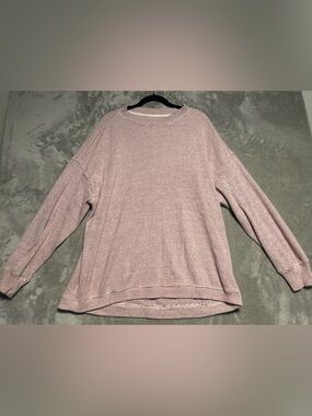 Aerie Waffle Crewneck Sweatshirt Women’s Large Pink White